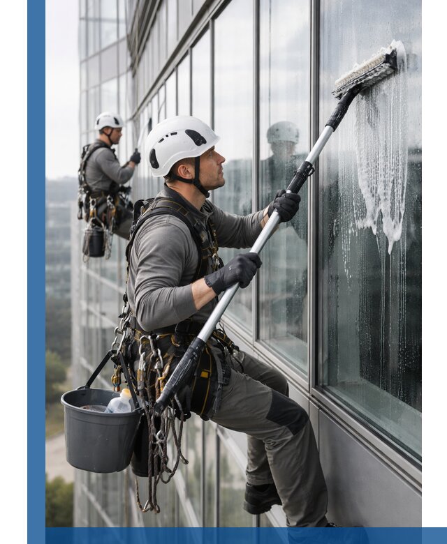 Высотная мойка сплошного остекления с выездом в Биробиджане