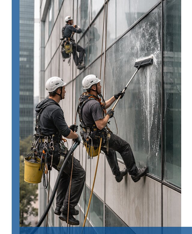 Профессиональная высотная мойка фасадов зданий в Биробиджане