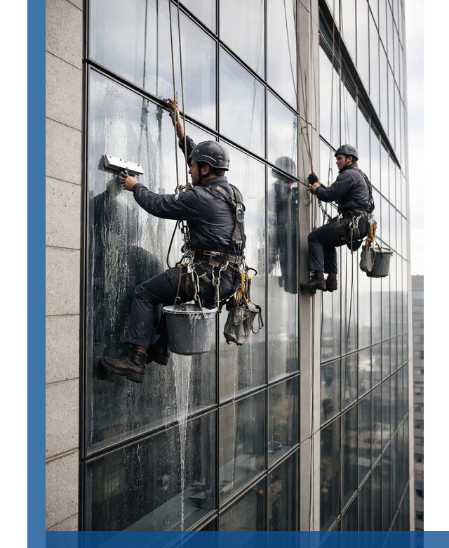 Профессиональная мойка стеклянных фасадов зданий в Биробиджане