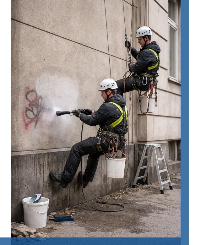 Удаление граффити с фасада в Биробиджане от 4562 р. | ВЫСОТНИК-Брб