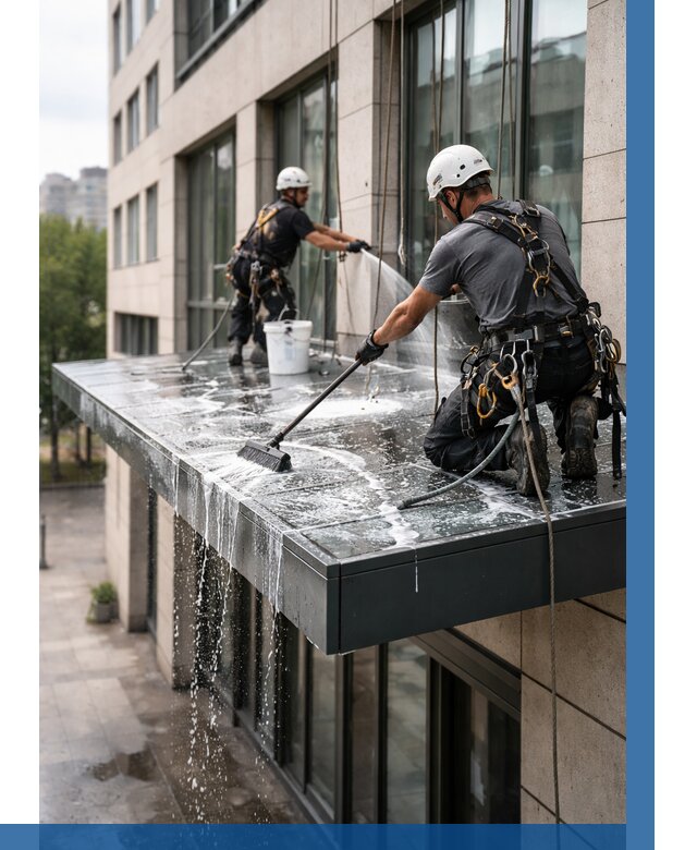 Мойка козырьков и навесов в Биробиджане от 3548 р. | ВЫСОТНИК-Брб