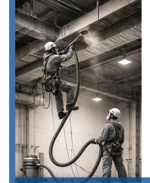 Обеспыливание потолочных конструкций в Биробиджане промышленным альпинизмом