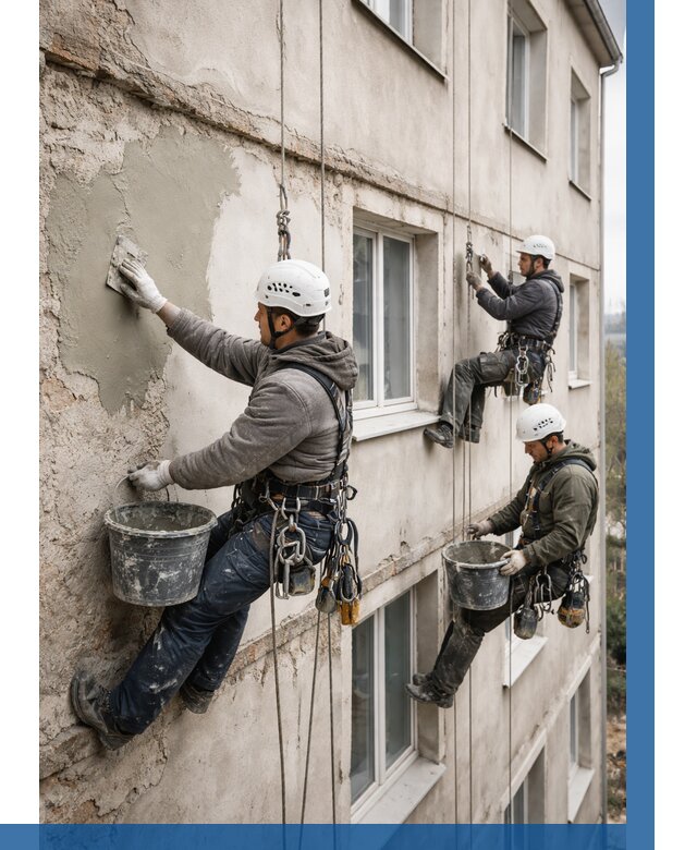 Ремонт штукатурного фасада в Биробиджане от 760 р. под ключ | ВЫСОТНИК-Брб