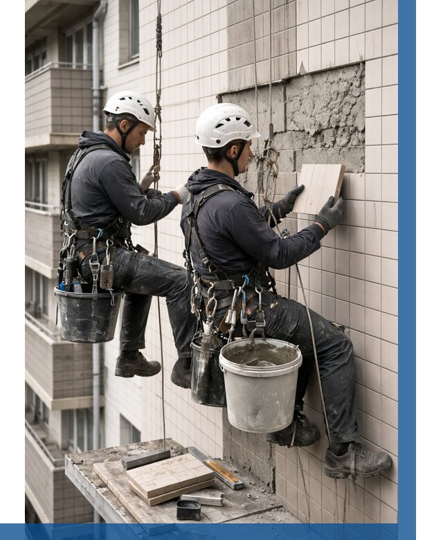 Ремонт облицовки фасада плиткой в Биробиджане от 1825 р. | ВЫСОТНИК-Брб