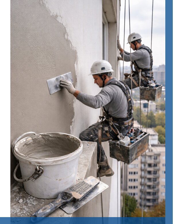 Шпаклевка фасада на высоте в Биробиджане от 710 р. | ВЫСОТНИК-Брб