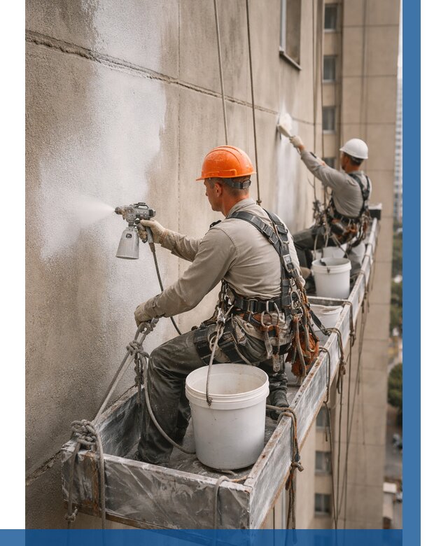 Грунтовка фасада на высоте в Биробиджане от 122 р. | ВЫСОТНИК-Брб