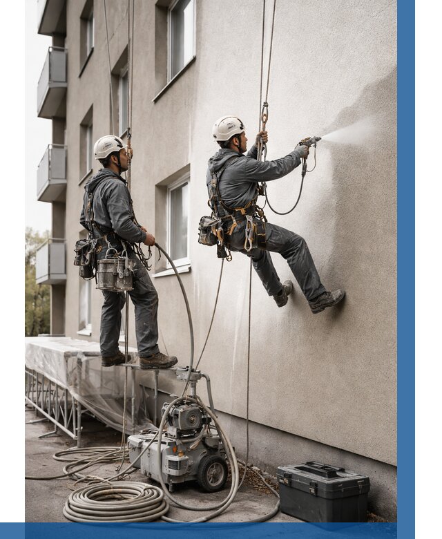 Безвоздушная покраска фасада в Биробиджане от 223 р/м² | ВЫСОТНИК-Брб