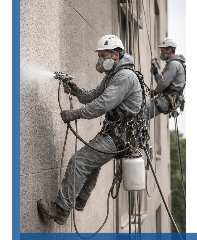 Безвоздушная покраска фасадов зданий в Биробиджане профессионально