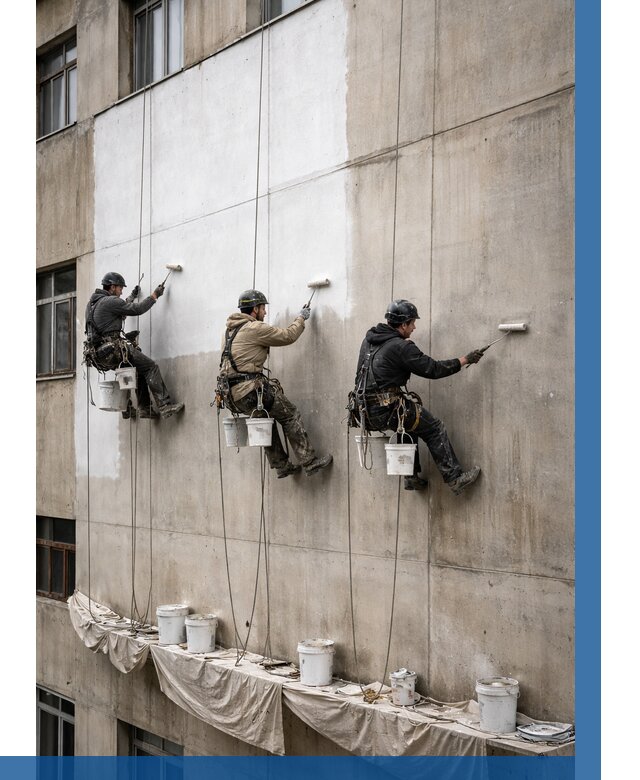 Покраска бетонного фасада в Биробиджане от 355 р за м2 | ВЫСОТНИК-Брб