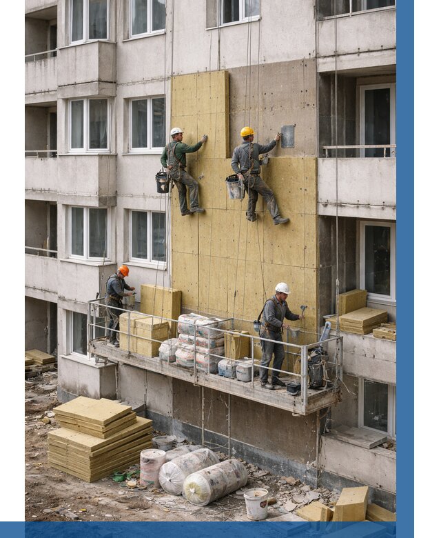 Утепление фасада минватой в Биробиджане от 1521 р. | ВЫСОТНИК-Брб