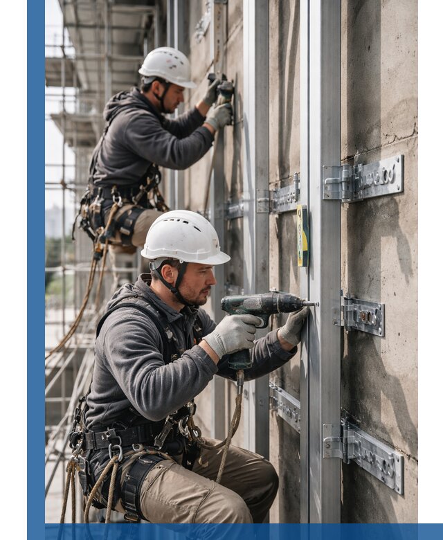 Монтаж и крепление подсистемы вентфасада в Биробиджане