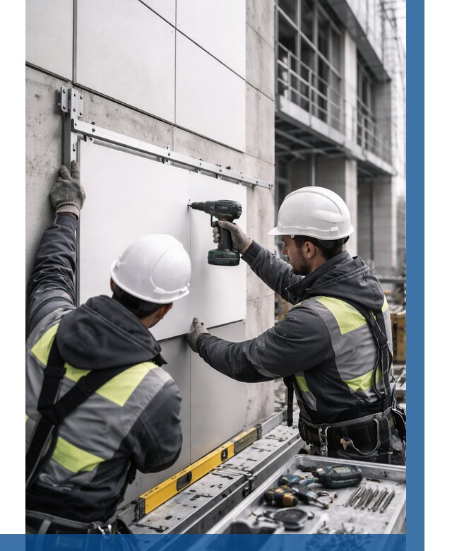 Монтаж композитных панелей фасада в Биробиджане от 2535 р. | ВЫСОТНИК-Брб