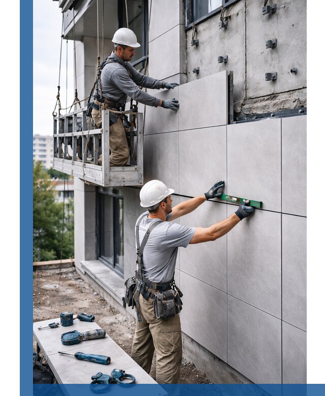 Монтаж керамогранита на фасад в Биробиджане под ключ с гарантией качества