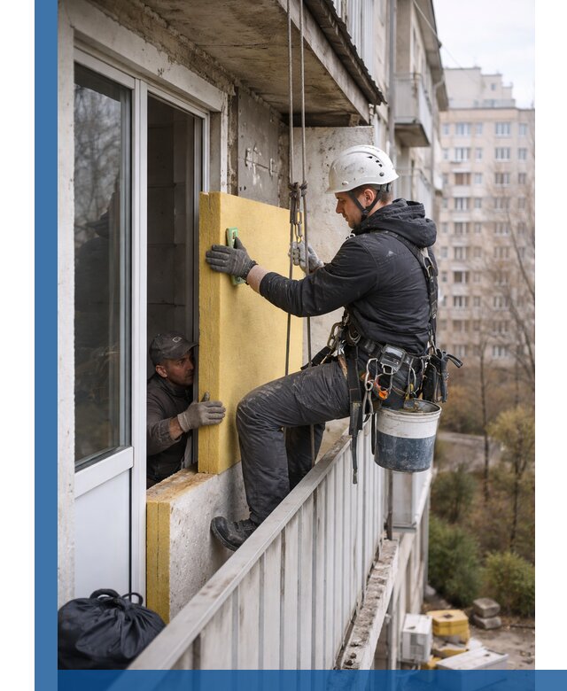 Профессиональное утепление балкона снаружи в Биробиджане под ключ