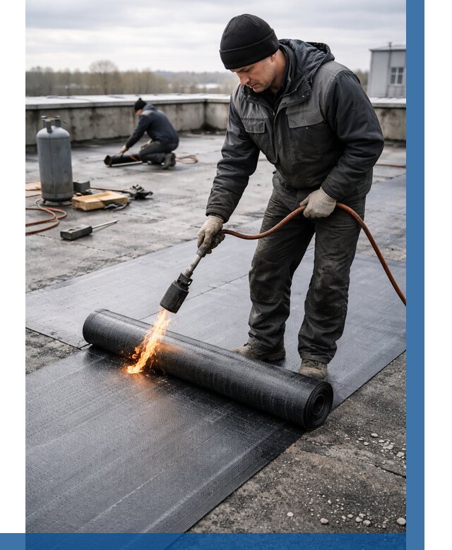 Ремонт наплавляемой кровли в Биробиджане от 710 р. | ВЫСОТНИК-Брб