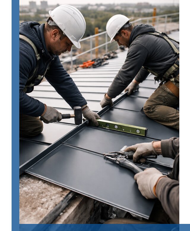 Монтаж фальцевой кровли в Биробиджане для промышленных зданий