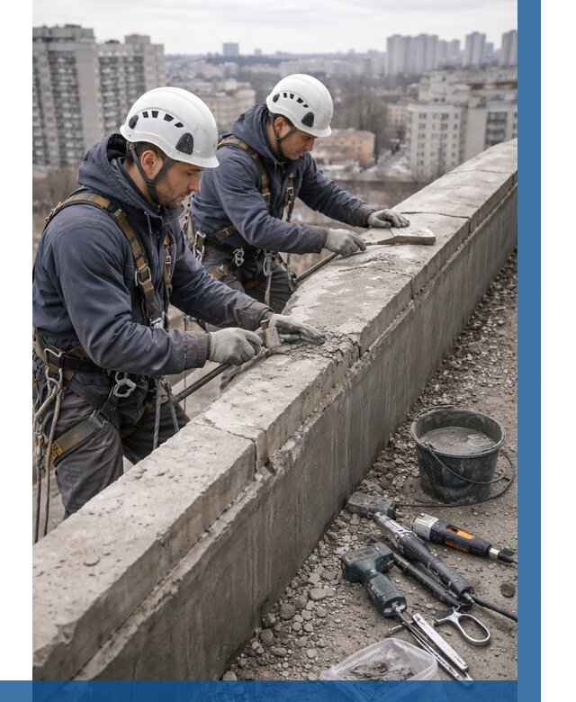 Ремонт парапета на кровле в Биробиджане от 1521 р. | ВЫСОТНИК-Брб