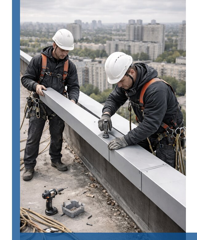 Монтаж парапетных крышек и ограждений кровли в Биробиджане