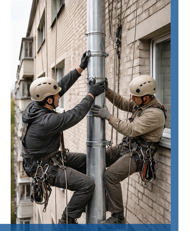 Замена водосточных труб в Биробиджане от 6590 р. | ВЫСОТНИК-Брб