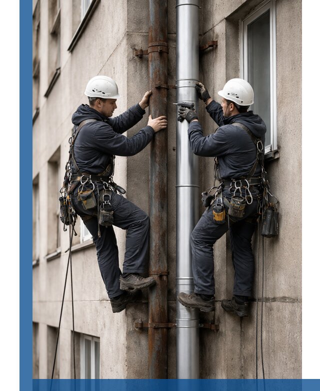 Замена водосточных труб в Биробиджане: монтаж и демонтаж под ключ