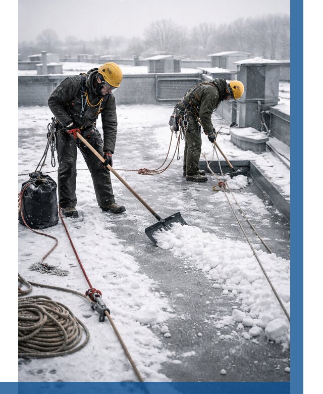 Очистка крыши от снега в Биробиджане от 7604 р. | ВЫСОТНИК-Брб