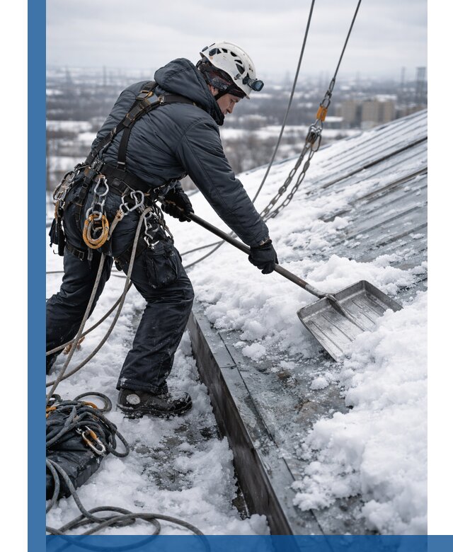 Профессиональная очистка кровли от снега и наледи в Биробиджане