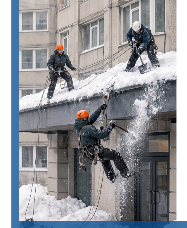 Безопасная очистка навесов от снега в Биробиджане круглогодично