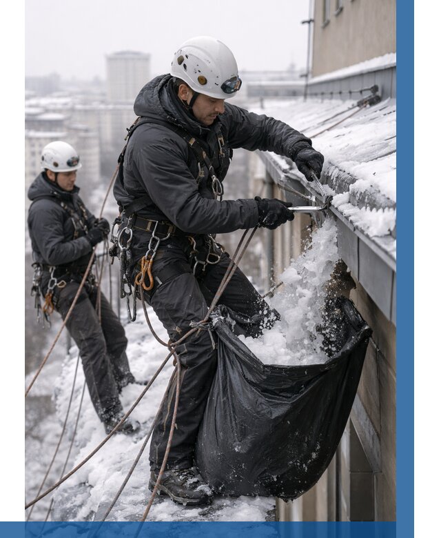 Аварийная очистка крыши в Биробиджане под ключ от 304 р. | ВЫСОТНИК-Брб