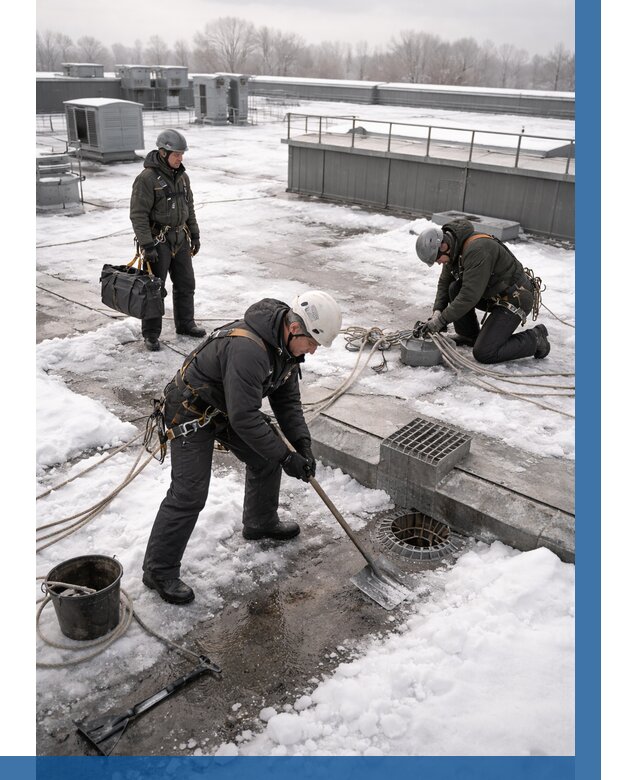 Абонентское обслуживание кровли зимой в Биробиджане от 8110 р. | ВЫСОТНИК-Брб