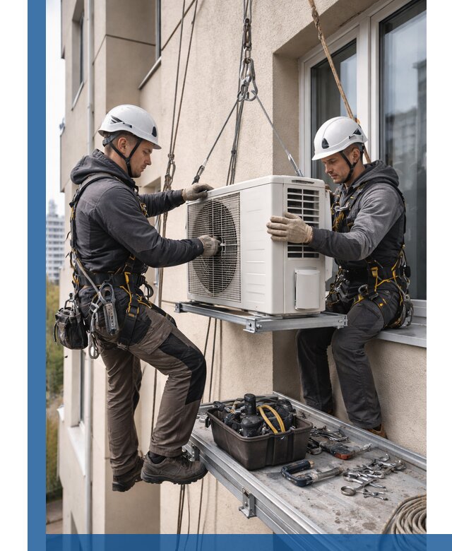 Перенос внешнего блока кондиционера в Биробиджане с монтажом и крепежом