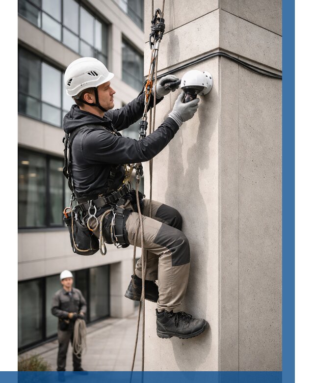 Монтаж камер видеонаблюдения на фасаде в Биробиджане от 8617 р.-ВЫСОТНИК-Брб