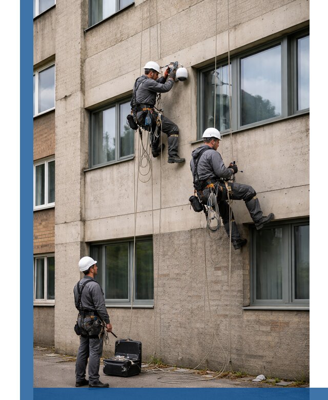 Монтаж фасадных камер видеонаблюдения в Биробиджане под ключ