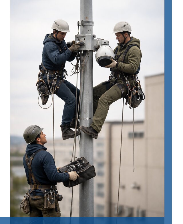 Установка видеокамер на мачте в Биробиджане от 8617 р. | ВЫСОТНИК-Брб