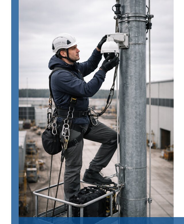 Профессиональная установка видеокамер на мачте в Биробиджане