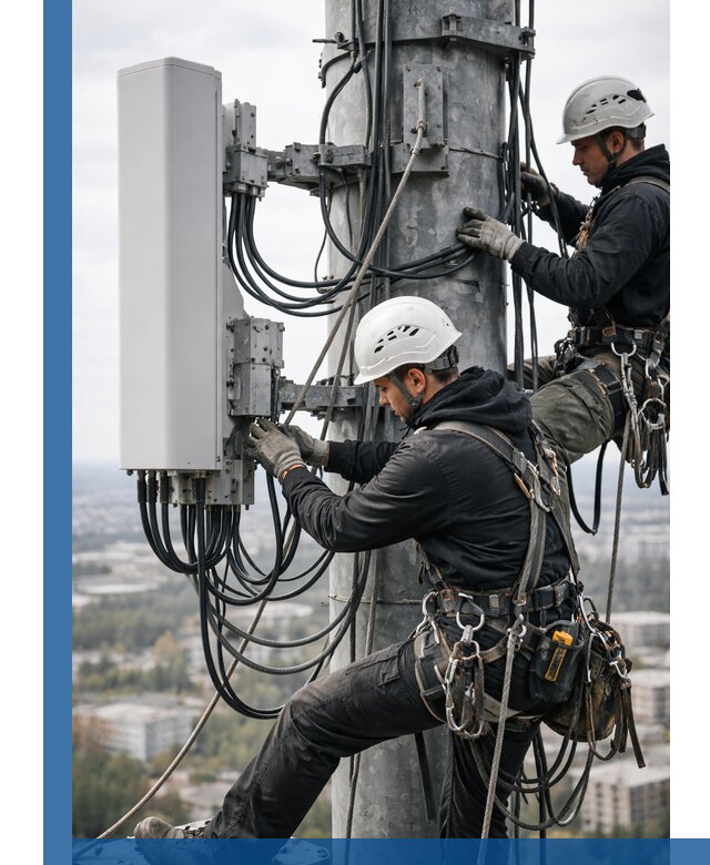 Монтаж оборудования связи на мачте в Биробиджане с пусконаладкой