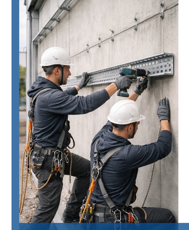 Монтаж кабельных лотков на фасаде зданий в Биробиджане с гарантией