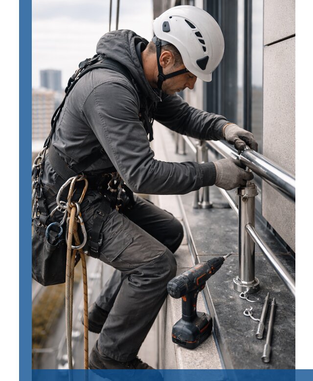 Монтаж ограждений на высоте в Биробиджане для зданий и конструкций