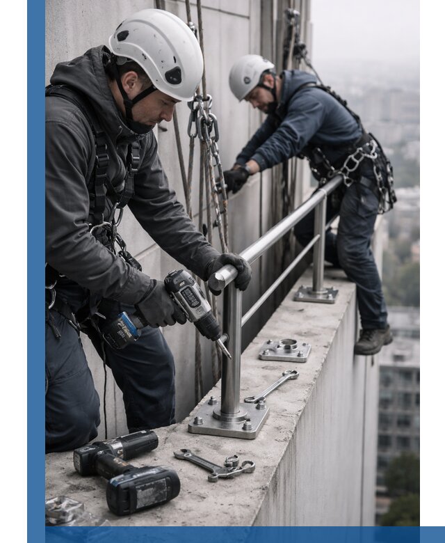 Монтаж перил на высоте в Биробиджане для жилых и промобъектов