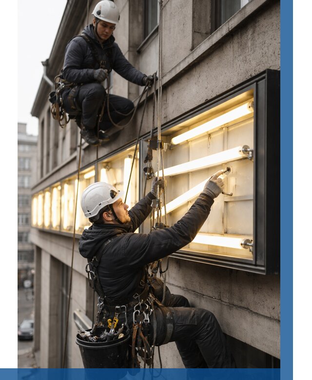 Замена ламп в вывеске в Биробиджане под ключ от 3548 р. | ВЫСОТНИК-Брб