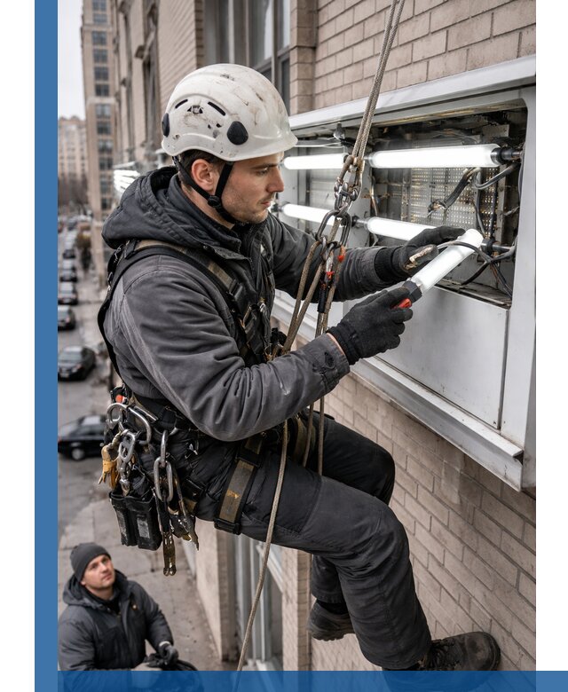 Профессиональная замена ламп в наружной вывеске в Биробиджане
