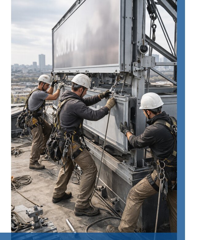 Монтаж крышной рекламной конструкции в Биробиджане от 60828 р.|ВЫСОТНИК-Брб