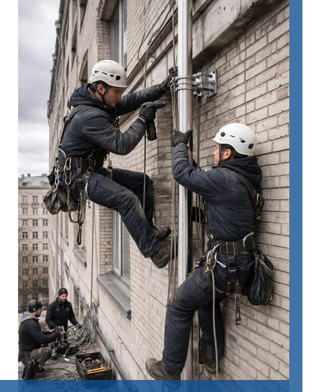 Монтаж флагштока на здании в Биробиджане от 6590 р. | ВЫСОТНИК-Брб