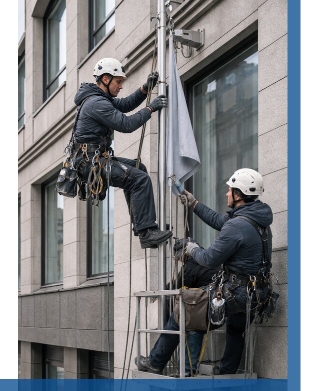 Установка флагов на фасаде в Биробиджане от 4562 р. | ВЫСОТНИК-Брб