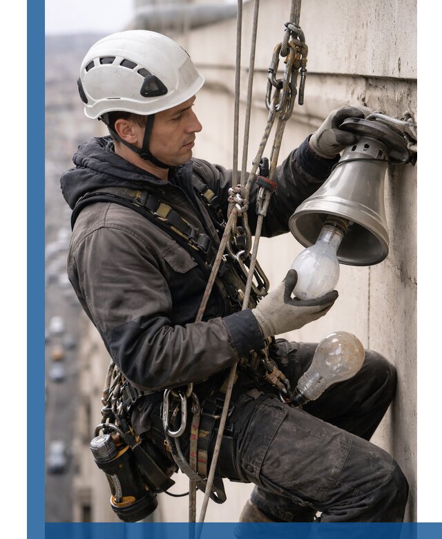 Замена ламп на высоте в Биробиджане профессионально и быстро