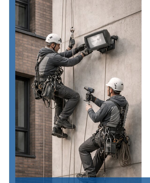 Профессиональный монтаж фасадных прожекторов в Биробиджане под ключ