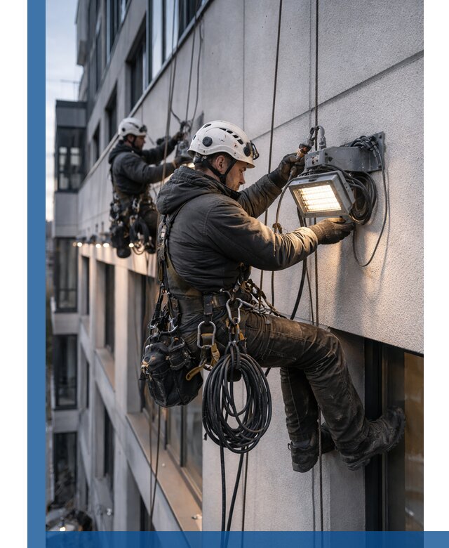 Монтаж фасадного освещения в Биробиджане установка и подключение