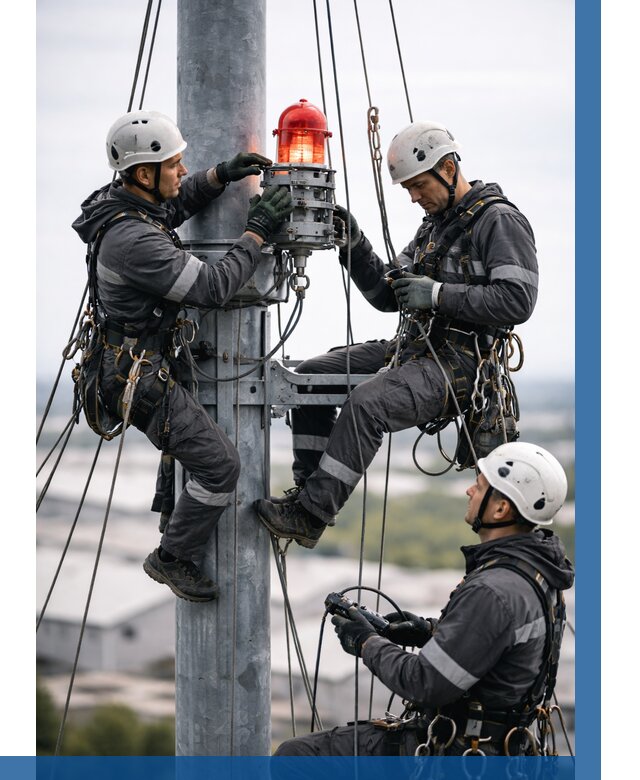 Монтаж заградительных огней в Биробиджане от 8617 р. | ВЫСОТНИК-Брб