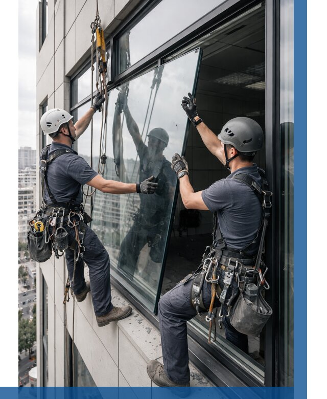 Замена стеклопакетов на высоте в Биробиджане от 5576 р. | ВЫСОТНИК-Брб