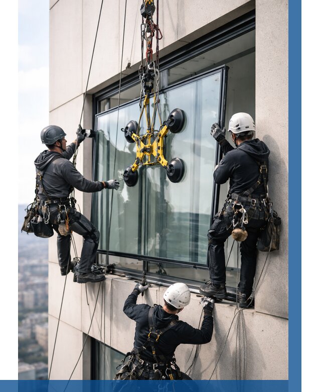 Монтаж стеклопакетов на высоте в Биробиджане от 3244 р. | ВЫСОТНИК-Брб