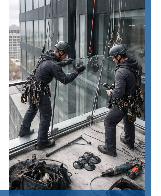 Монтаж стеклянных ограждений в Биробиджане от 2535 р. | ВЫСОТНИК-Брб